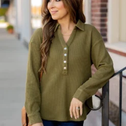 Thermal Collar Accented Button Pullover 25 Thermal Collar Accented Button Pullover -Women's Clothing Store thermal collar accented button pullover 392270