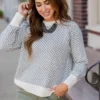 Diamond Stitched Ribbed Trim Sweater