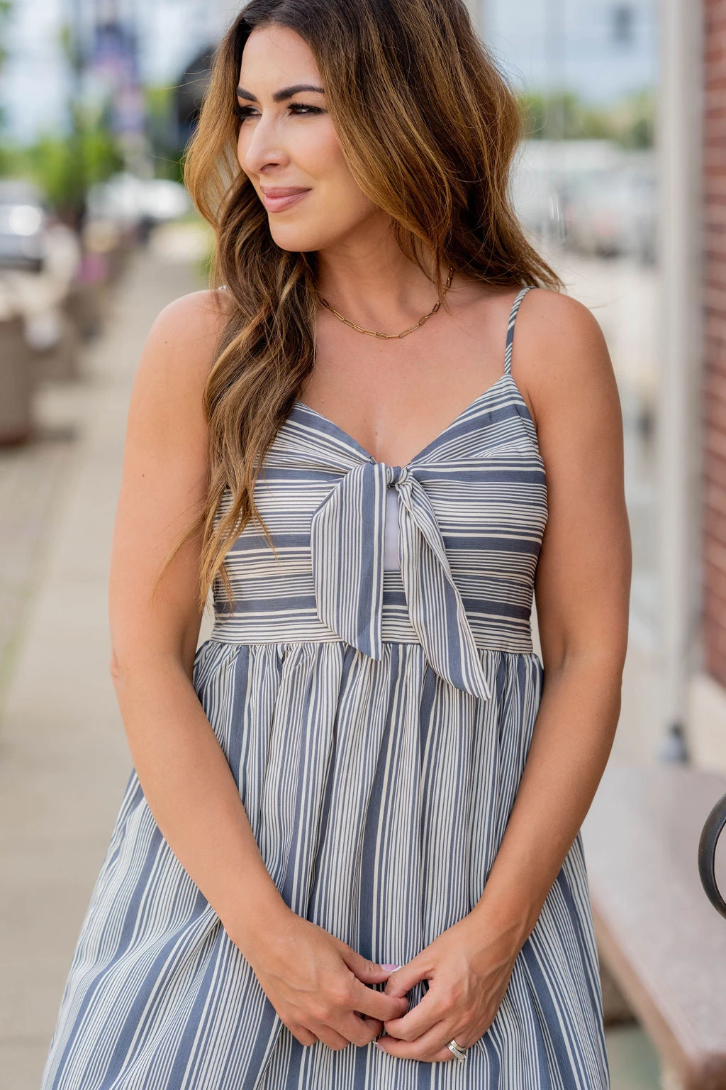 Mixed Stripes Tie Front Tank Dress 3 Mixed Stripes Tie Front Tank Dress - Image 3