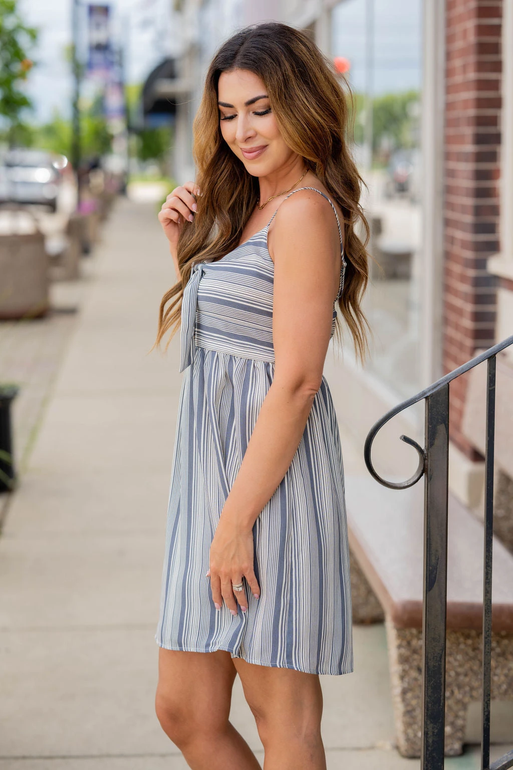 Mixed Stripes Tie Front Tank Dress 5 Mixed Stripes Tie Front Tank Dress - Image 5