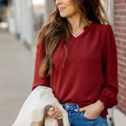 Stitched Dots Cinched V Blouse -Women's Clothing Store untitled 0029 9179f309 b09e 4d94 8aa5 97c2beb77774