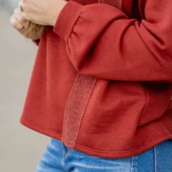 Mixed Material Quarter Zip Sweatshirt -Women's Clothing Store untitled 0062 41817e3e 987a 41eb 9bf0 c51d53dce0a8