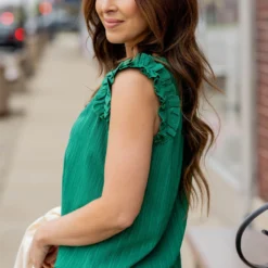 Wavy Ruched Strap Button Tank -Women's Clothing Store untitled 0069