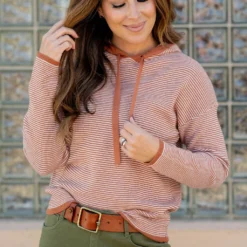 Thin Scalloped Stripes Hoodie -Women's Clothing Store untitled 0072