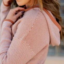 Thin Scalloped Stripes Hoodie -Women's Clothing Store untitled 0081