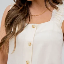 Button Accented Ruched Strap Tank 32 Button Accented Ruched Strap Tank -Women's Clothing Store untitled 0090