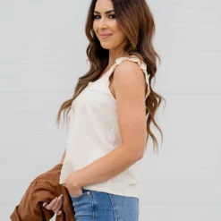 Button Accented Ruched Strap Tank 33 Button Accented Ruched Strap Tank -Women's Clothing Store untitled 0092