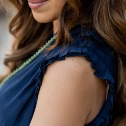 Pleated Ruffle Trim V Tank -Women's Clothing Store untitled 0117 aff7cf65 d871 4ccd 9be3 8d159b390d74