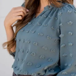 Textured Dot 3/4 Sleeve V Blouse 39 Textured Dot 3/4 Sleeve V Blouse -Women's Clothing Store untitled 0143 953396
