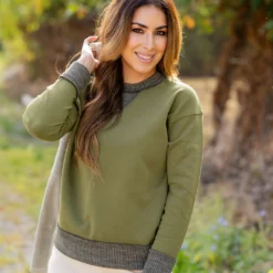 Heathered Rib Trim Sweatshirt -Women's Clothing Store untitled 0174 23515dcf 4d66 4c99 8182 9b99e41d8397