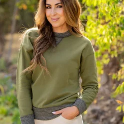 Heathered Rib Trim Sweatshirt