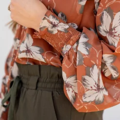 Sheer Floral Flutter Shoulder Blouse -Women's Clothing Store untitled 0192 812304