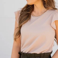 Heavily Ribbed Flutter Tee 18 Heavily Ribbed Flutter Tee -Women's Clothing Store untitled 0250 629130
