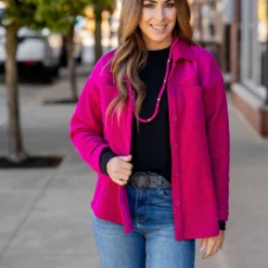 Solid Top Ribbed Shacket