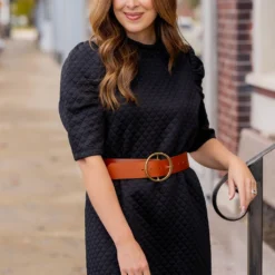 Bold Textured 3/4 Sleeve Dress -Women's Clothing Store untitled 0266 163ac6f4 7671 4d00 99cd ee428071f188