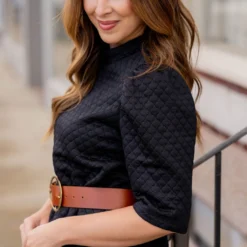 Bold Textured 3/4 Sleeve Dress -Women's Clothing Store untitled 0284 dac37b22 7547 4e74 9233 4fdf01376974