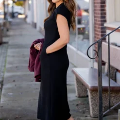 Lightly Ribbed Short Sleeve Midi Dress -Women's Clothing Store untitled 0349 ad454b7a 291a 40a3 9c26 bf91eebcb972