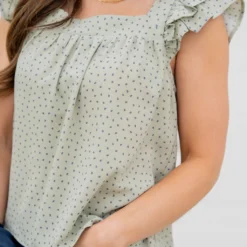 Specked Dual Flutter Trim Blouse -Women's Clothing Store untitled 0355 0997e213 5b89 4232 bdb7 43d2945811b7