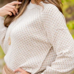 Diamond Stitched Ribbed Trim Sweater -Women's Clothing Store untitled 0355 c9411afc 9019 4796 86a4 df616c6d5005