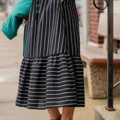 Mixed Stripes Ruffle Bottom Midi Skirt -Women's Clothing Store untitled 0358 1c2850e3 0c0f 4b68 a8bb 029dee0750da