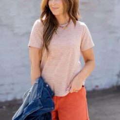 Striped Ribbed Collar Tee -Women's Clothing Store untitled 0381 a85589bb 8abe 463f a7bd dabcb73fe64d