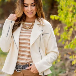 Assorted Stripes Solid Trim Tee -Women's Clothing Store untitled 0423