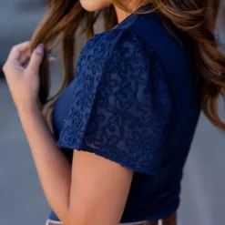 Stitched Floral Sleeve Tee -Women's Clothing Store untitled 0438 c856caf7 356e 4d92 a1aa 5615f98c7850