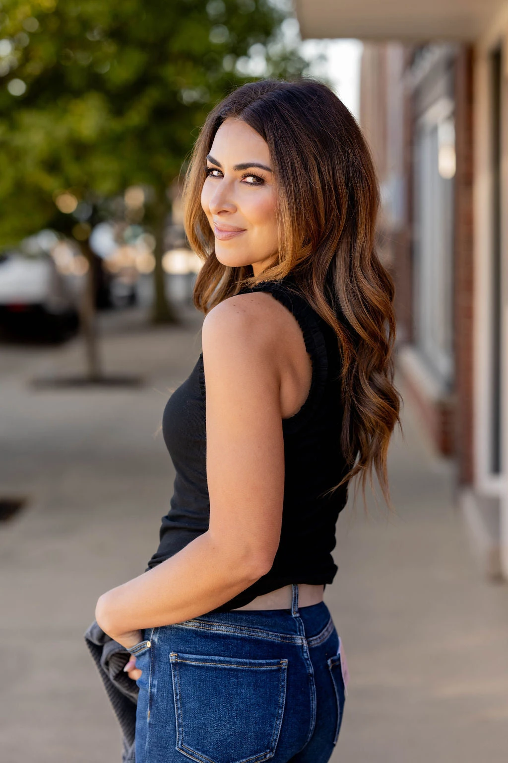 Lightly Ribbed Ruched Ruffle Trim Tank 4 Lightly Ribbed Ruched Ruffle Trim Tank - Image 4