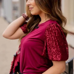 Sequin Puff Sleeve Tee -Women's Clothing Store untitled 0462 84be1d97 f2c8 4dcd 9d41 361c3de4c7a2
