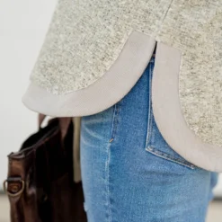 Waffled Side Slit Sweatshirt -Women's Clothing Store untitled 0504