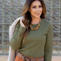 Subtle Textured Long Sleeve Tee -Women's Clothing Store untitled 0572 3886a56a a438 437a 8368 563b422588ec