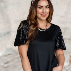 Sequin Puff Sleeve Tee -Women's Clothing Store untitled 0597 97afb09f 947b 459f 8928 75c99a949802