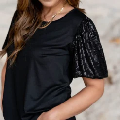Sequin Puff Sleeve Tee -Women's Clothing Store untitled 0605 5eb172b8 41b2 46f8 b26b a51258bb6a0d