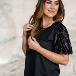 Sequin Puff Sleeve Tee -Women's Clothing Store untitled 0609 873e3c19 1ef9 490c bf26 9cfc963c134d