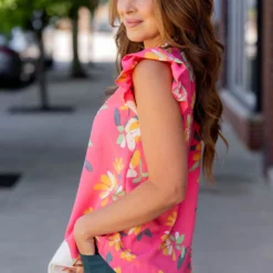 Painted Petals Ruffle Trim Tank -Women's Clothing Store untitled 0610 d88bd17f f4d8 46dd bb21 a020c42ebe20