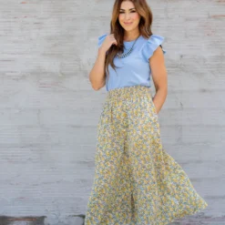 Wild Blooms Button Accented Maxi Skirt -Women's Clothing Store untitled 0632