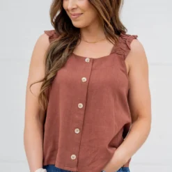 Button Accented Ruched Strap Tank 36 Button Accented Ruched Strap Tank -Women's Clothing Store untitled 0633