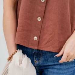 Button Accented Ruched Strap Tank 38 Button Accented Ruched Strap Tank -Women's Clothing Store untitled 0638