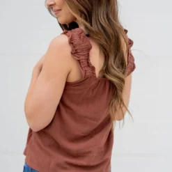 Button Accented Ruched Strap Tank 39 Button Accented Ruched Strap Tank -Women's Clothing Store untitled 0639