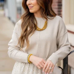 Raw Stitched Side Slit Sweater 24 Raw Stitched Side Slit Sweater -Women's Clothing Store untitled 0732