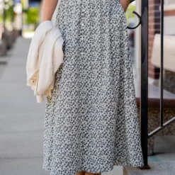 Cosmos Button Accented Maxi Skirt