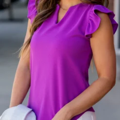 Classic V-Neck Flutter Tank -Women's Clothing Store untitled 0756