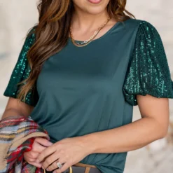 Sequin Puff Sleeve Tee -Women's Clothing Store untitled 0767 627b45c1 8330 42b3 a24e 0c32bc746858