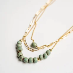 Bel Koz Elongated Clay Bead Layered Necklace -Women's Clothing Store untitled 0770 776047