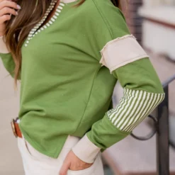 Hint Of Stripes Raw Stitched Tee -Women's Clothing Store untitled 0792 e4d3ac59 66a6 4ca2 a345 da5ccf043b14