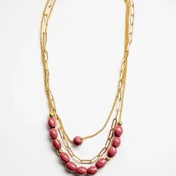 Bel Koz Elongated Clay Bead Layered Necklace