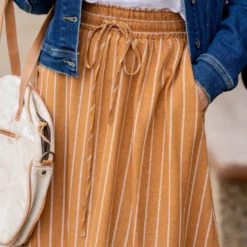 Mixed Stripes Ruffle Bottom Midi Skirt -Women's Clothing Store untitled 0816