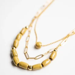 Bel Koz Elongated Clay Bead Layered Necklace -Women's Clothing Store untitled 0828 494330