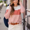 Striped Bottom Blocked Sweater