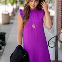 Classic Ruffle Trim Tank Dress -Women's Clothing Store untitled 0846